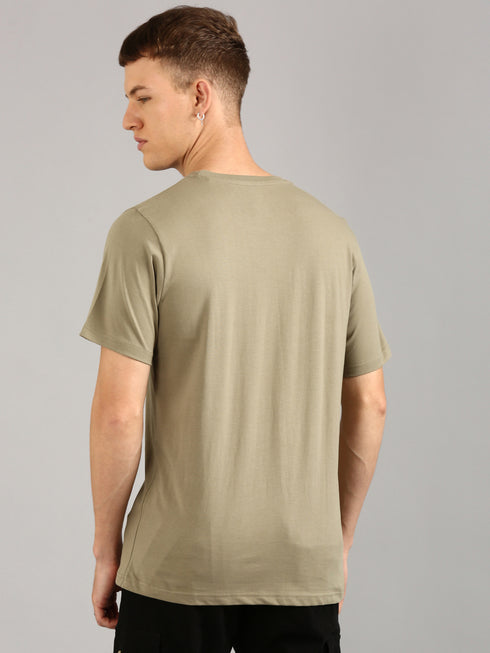 Brown Printed Regular Fit T-Shirt